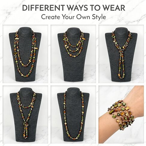 Colorful Irregular Beaded Long Necklace for Women Boho Handmade Shell & Glass Bead Choker Vintage Chunky Layered Necklace Summer Beach Vacation Jewelry for Daily Wear Gifts in Saudi Arabia