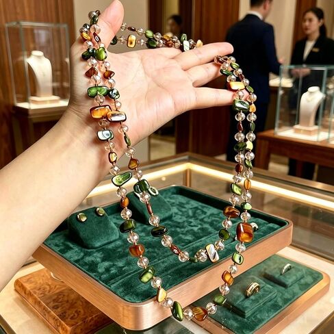 Colorful Irregular Beaded Long Necklace for Women Boho Handmade Shell & Glass Bead Choker Vintage Chunky Layered Necklace Summer Beach Vacation Jewelry for Daily Wear Gifts in Saudi Arabia