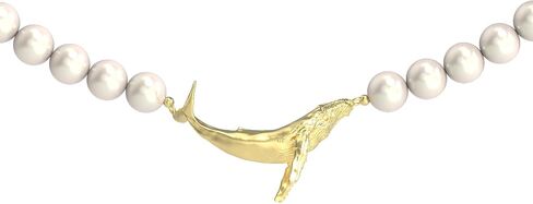 14K Gold-Plated and Created Pearl Strand Necklace With Whale Pendant 丨18 Inch Strand丨Unique Sea Animal Themed Jewelry Gift for Anniversary Wedding Her Mom Women Wife in Saudi Arabia