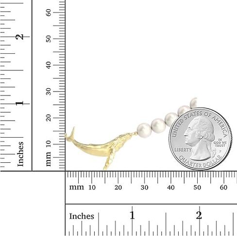 14K Gold-Plated and Created Pearl Strand Necklace With Whale Pendant 丨18 Inch Strand丨Unique Sea Animal Themed Jewelry Gift for Anniversary Wedding Her Mom Women Wife in Saudi Arabia