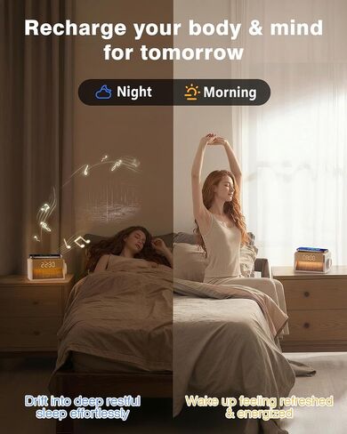 Sunrise Alarm Clock with Wireless Charger, White Noise Sound Machine with 20 Soothing Sounds, Wake Up Light Sunlight Simulator, Bedroom Desk Clock for Heavy Sleepers Kids Adults in Kuwait