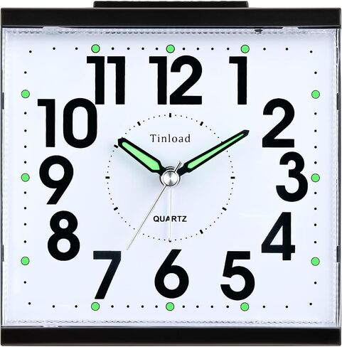 Tinload 4.7" Loud Bell Alarm Clock for Heavy Sleepers Adults, Silent No Ticking, Snooze, Lighted on Demand, Battery Operated Alarm Clocks for Bedrooms, Black in Saudi Arabia