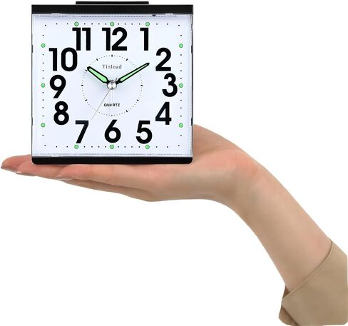 Tinload 4.7" Loud Bell Alarm Clock for Heavy Sleepers Adults, Silent No Ticking, Snooze, Lighted on Demand, Battery Operated Alarm Clocks for Bedrooms, Black in Saudi Arabia