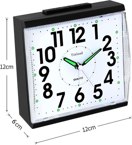 Tinload 4.7" Loud Bell Alarm Clock for Heavy Sleepers Adults, Silent No Ticking, Snooze, Lighted on Demand, Battery Operated Alarm Clocks for Bedrooms, Black in Saudi Arabia