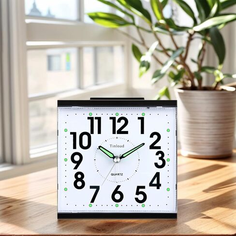 Tinload 4.7" Loud Bell Alarm Clock for Heavy Sleepers Adults, Silent No Ticking, Snooze, Lighted on Demand, Battery Operated Alarm Clocks for Bedrooms, Black in Saudi Arabia
