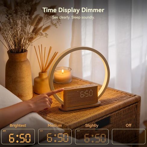 Alarm Clock with Sunrise & Sleep Sound Machine – Natural Wake-Up Light, Dual Alarms & Snooze, 20 Soothing Sounds, Dimmable Clock & Night Light, for Heavy Sleepers & Adults, Deep Wood Grain in Kuwait