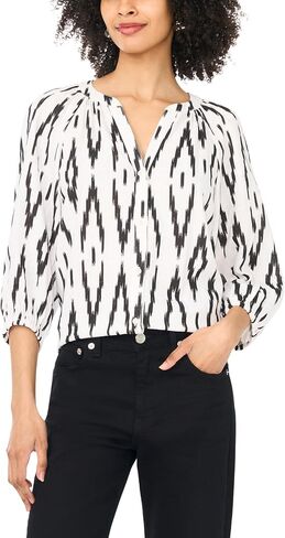 Vince Camuto Women's 3/4 Sleeve Raglan Button Down Blouse in Kuwait
