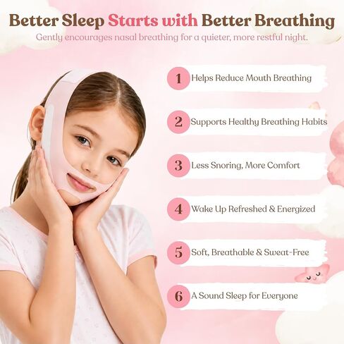Anti-Snoring Chin Strap, Small Size Chin Strap for Sleeping, Flexible & Adjustable to Reduce Snoring, Breathable Anti Snoring Device, Effective Sleep Aid Headband (Pink) in Saudi Arabia