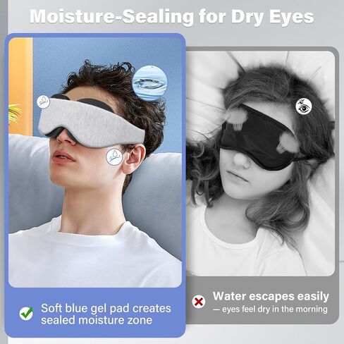 2026 Upgraded Sleep Mask for Dry Eyes, Moisture Goggles for Dry Eye Night, 100% Blackout Hydrating Sleep Goggles, Adjustable Strap, Soft Reusable Eye Mask for Sleeping & Travel – Grayish White in Kuwait