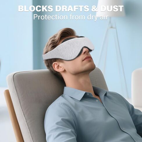 2026 Upgraded Sleep Mask for Dry Eyes, Moisture Goggles for Dry Eye Night, 100% Blackout Hydrating Sleep Goggles, Adjustable Strap, Soft Reusable Eye Mask for Sleeping & Travel – Grayish White in Kuwait