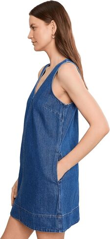 Madewell Women's V-Neck Mini Dress in Marina Blue in Kuwait