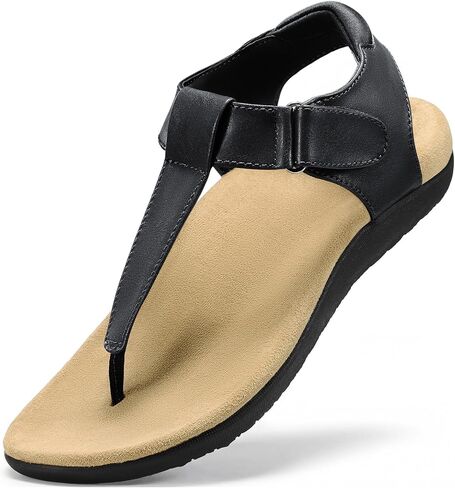 ZURIN Orthopedic Sandals for Women, Walking Flat Sandals Women with Arch Support，Comfortable Thong T-Strap Casual Flip Flops Covered in Suede for Outdoor Hiking Travel in Saudi Arabia