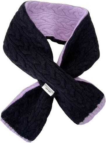 Short Winter Scarf for Women Soft Cable Knit Color Block Scarf Neck Warmer Lightweight Cozy Fashion Scarves Gifts in Kuwait