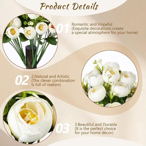 Yunlly 2 Set Artificial Boxwood Topiary Ball Trees with Rose Flowers 19.7'' UV Resistant Faux Greenery Shrubs Bushes with Ground Spike for Wedding Indoor Outdoor Front Porch Decor(White) in Kuwait