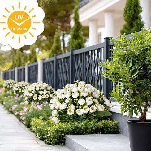 Yunlly 2 Set Artificial Boxwood Topiary Ball Trees with Rose Flowers 19.7'' UV Resistant Faux Greenery Shrubs Bushes with Ground Spike for Wedding Indoor Outdoor Front Porch Decor(White) in Kuwait