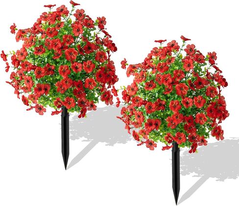 Artificial Topiary with Violet Flower for Outdoor, Set of 2 Artificial Boxwood Topiary Ball with Spikes, UV Resistant Fake Bushes Shrubs, Faux Greenery Shrubs for Garden, Front Porch (Purple) in Saudi Arabia