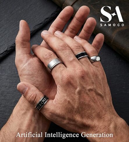 SAMOCO 20Pcs Stainless Steel Rings for Men Silver Vintage Wedding Band Daily Engagement Promise Ring Gifts Jewelry 7-13 in Saudi Arabia