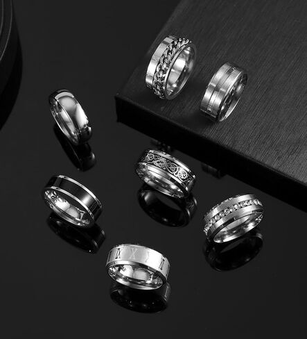 SAMOCO 20Pcs Stainless Steel Rings for Men Silver Vintage Wedding Band Daily Engagement Promise Ring Gifts Jewelry 7-13 in Saudi Arabia