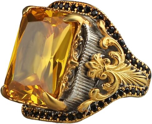 Sterling Silver Ring-Citrine Stone-Handmade 925k Silver-Gift For Him and Her in Saudi Arabia