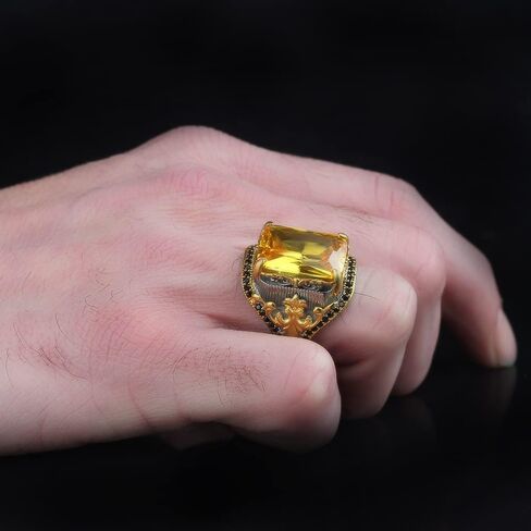 Sterling Silver Ring-Citrine Stone-Handmade 925k Silver-Gift For Him and Her in Saudi Arabia