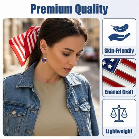 3 Pairs 4th of July Patriotic Earrings Set for Women Heart Star Cross American Flag Dangle Earrings, Red White Blue USA Themed Jewelry Gifts for Independence Day Veterans Day in Saudi Arabia