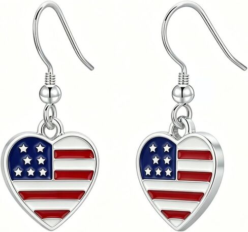 3 Pairs 4th of July Patriotic Earrings Set for Women Heart Star Cross American Flag Dangle Earrings, Red White Blue USA Themed Jewelry Gifts for Independence Day Veterans Day in Saudi Arabia