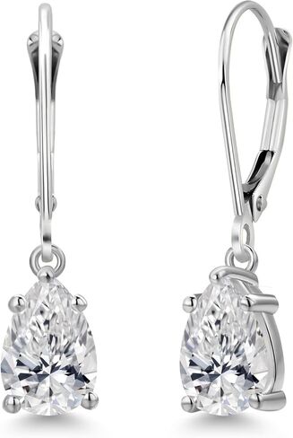 Gem Stone King 1.40 Cttw IGI Certified Lab Grown Diamond Dangle Drop Earrings For Women in 14K White Gold | Pear Shape 0.70 Ct Each | VS1 Clarity | D-E Color in Kuwait