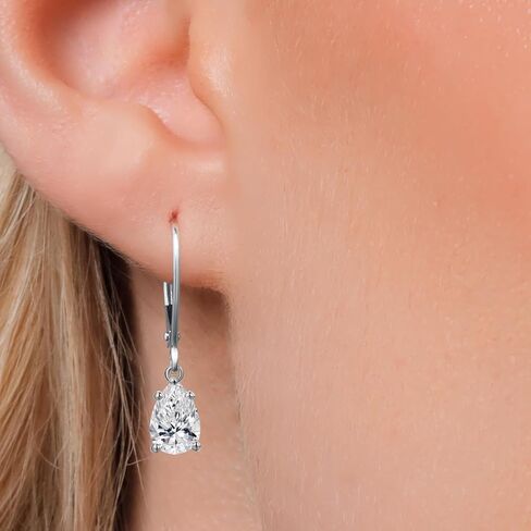 Gem Stone King 1.40 Cttw IGI Certified Lab Grown Diamond Dangle Drop Earrings For Women in 14K White Gold | Pear Shape 0.70 Ct Each | VS1 Clarity | D-E Color in Kuwait