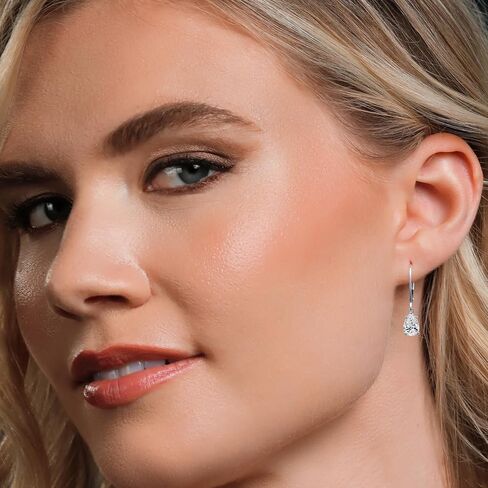 Gem Stone King 1.40 Cttw IGI Certified Lab Grown Diamond Dangle Drop Earrings For Women in 14K White Gold | Pear Shape 0.70 Ct Each | VS1 Clarity | D-E Color in Kuwait