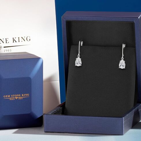 Gem Stone King 1.40 Cttw IGI Certified Lab Grown Diamond Dangle Drop Earrings For Women in 14K White Gold | Pear Shape 0.70 Ct Each | VS1 Clarity | D-E Color in Kuwait
