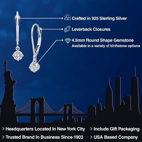 Gem Stone King 0.50-2.00 Cttw Round Lab Grown Diamond Leverback Dangle Earrings for Women | 925 Sterling Silver | E-F | VVS-VS | April Birthstone | Gifts for Mom Wife Her in Kuwait