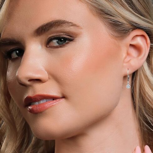 Gem Stone King 0.50-2.00 Cttw Round Lab Grown Diamond Leverback Dangle Earrings for Women | 925 Sterling Silver | E-F | VVS-VS | April Birthstone | Gifts for Mom Wife Her in Kuwait