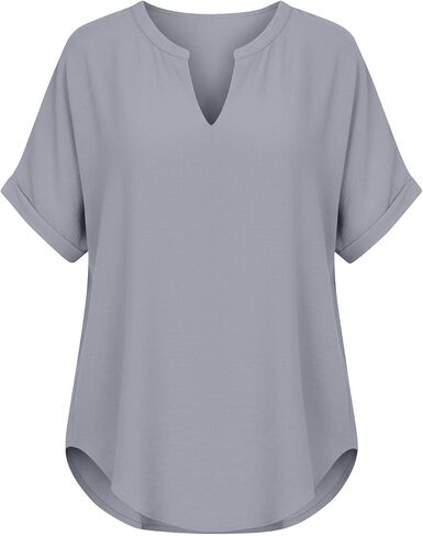 Women's T Shirt V Neck Short Sleeve Beach Casual | Womens Tops Short Sleeve V Neck T Shirts Summer Beach Vacation Clothes Casual Loose Fit Tops in Kuwait