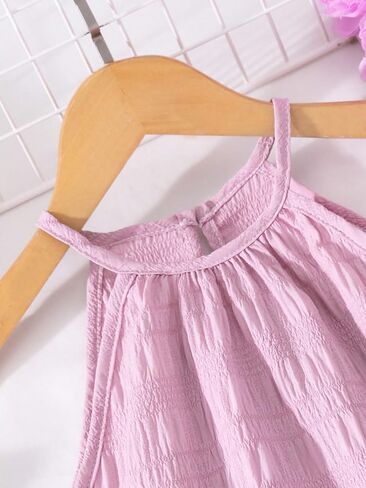 Girls' Clothing Sets Halter Neck Ruffle Top + Wide Leg Pants Set Tween Girls 2 Piece Summer Casual Outfit 8-12Y in Kuwait
