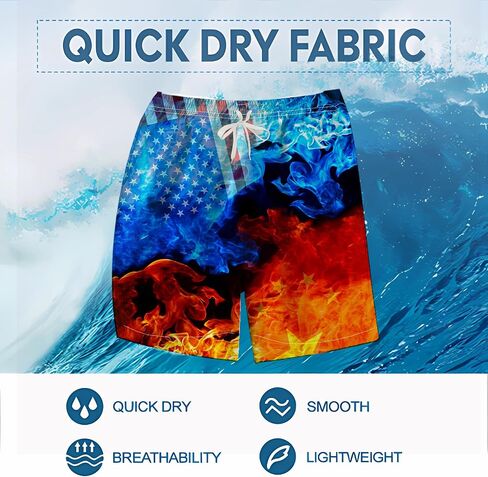 Novelty Fire Printed Board Shorts Funny Colorful Flame Graphic Beach Shorts in Saudi Arabia