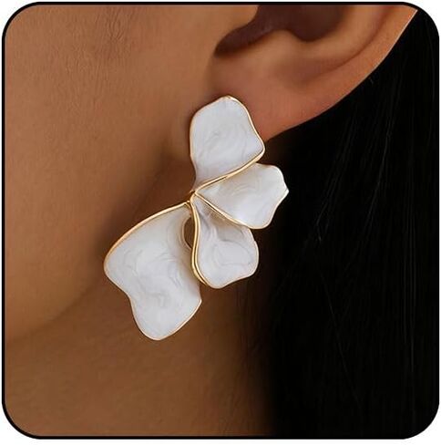 Chunky Earrings Big Statement Earrings for Women Trendy Large Floral Ginkgo Leaf Flower Earring Irregular Long Drop Dangle Earrings Chunky Jewelry in Saudi Arabia