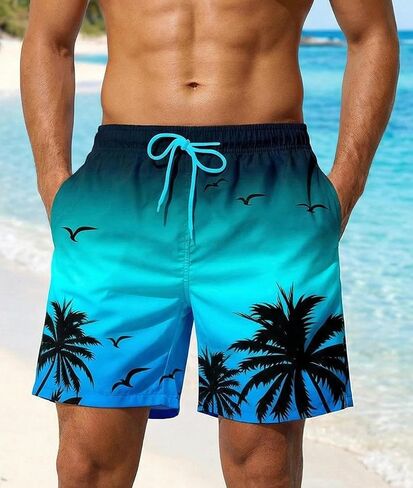 1 Pcs Men's Swim Trunks Quick Dry Beach Shorts Bathing Suits with Pockets in Kuwait