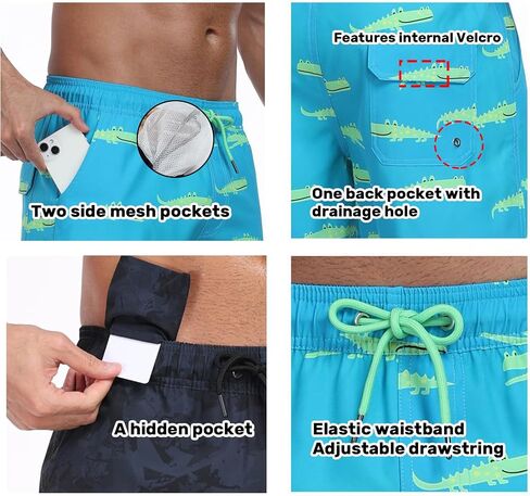2 in 1 Men's Swim Trunks with Compression Liner 7" Quick Dry Board Shorts, Mens Bathing Suit with Pockets for Beach Pool in Kuwait