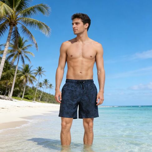 2 in 1 Men's Swim Trunks with Compression Liner 7" Quick Dry Board Shorts, Mens Bathing Suit with Pockets for Beach Pool in Kuwait