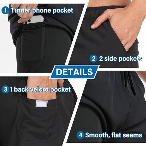 Mens Swim Trunks Swimsuits Board Beach Shorts with Compression Liner 7'' Inseam Quick Dry Board Trunks 1 Pack Swimwear in Kuwait