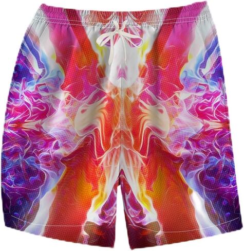 Novelty Fire Printed Board Shorts Funny Colorful Flame Graphic Beach Shorts in Saudi Arabia