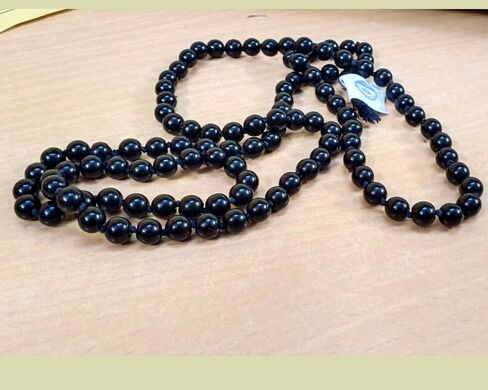 Sphatik Japa Mala 108+1 خرز - قلادة مسبحة كريستال كوارتز أصلية وعقيق أسود، تأمل شفاء ويوجا مالا، جاب مالا الروحية للجنسين، خرز من الأحجار الكريمة الطبيعية المعتمدة in Kuwait
