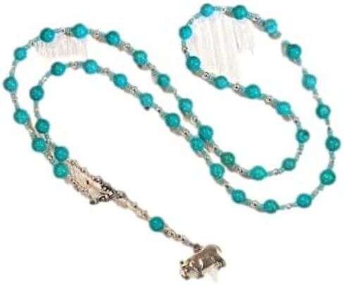Taweret Prayer Bead Necklace in Stabilized Turquoise: Egyptian Goddess of Fertility, Motherhood, Childbirth in Saudi Arabia