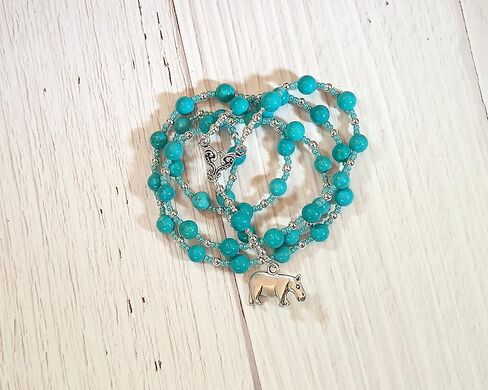 Taweret Prayer Bead Necklace in Stabilized Turquoise: Egyptian Goddess of Fertility, Motherhood, Childbirth in Saudi Arabia
