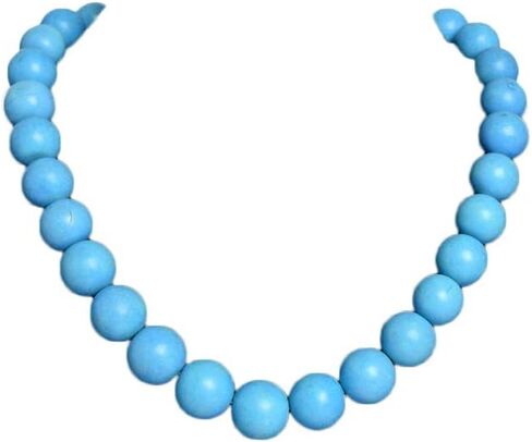 GEMHUB Natural Blue Turquoise Strand 435.00 Ct Round Smooth Beads Strand Necklace Blue Turquoise Jewelry Gift in Kuwait
