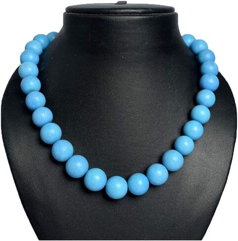 GEMHUB Natural Blue Turquoise Strand 435.00 Ct Round Smooth Beads Strand Necklace Blue Turquoise Jewelry Gift in Kuwait