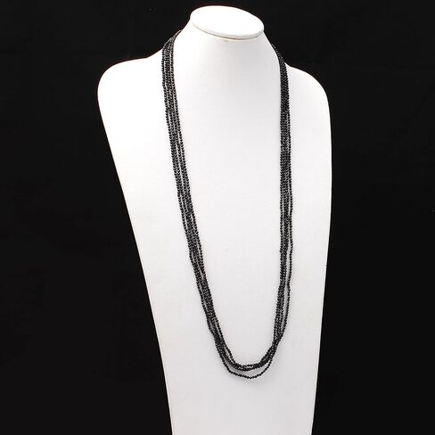 A&M GEMS & JEWELS Natural Black Spinal Gemstone, Minimlaist Beaded Jewelry, 2 mm Faceted Round Beads 100 Inches Necklace, Multi Layer Design Beaded Necklace, Unisex Jewelry in Saudi Arabia