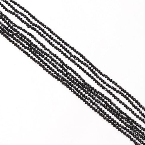 A&M GEMS & JEWELS Natural Black Spinal Gemstone, Minimlaist Beaded Jewelry, 2 mm Faceted Round Beads 100 Inches Necklace, Multi Layer Design Beaded Necklace, Unisex Jewelry in Saudi Arabia