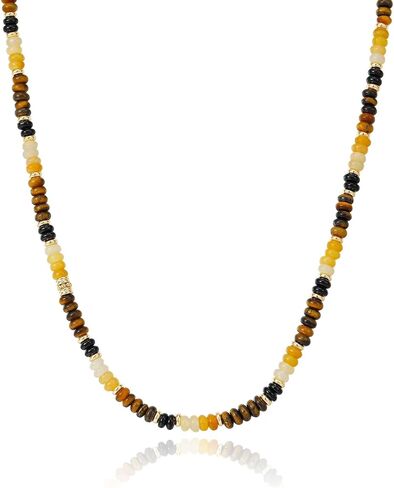 ARSIS Natural Stone Beaded Choker Necklace for Women, 18K Gold Plated Boho Dainty Strand Necklace Short Necklaces with Tiger's Eye/Red Agate, Lucky Stackable Necklace Jewelry Gift in Saudi Arabia