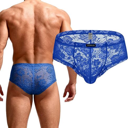 ZONBAILON Men's Lace Bikini Briefs - Sheer Underwear Pouch Silk Boxers Breathable Panties in Kuwait